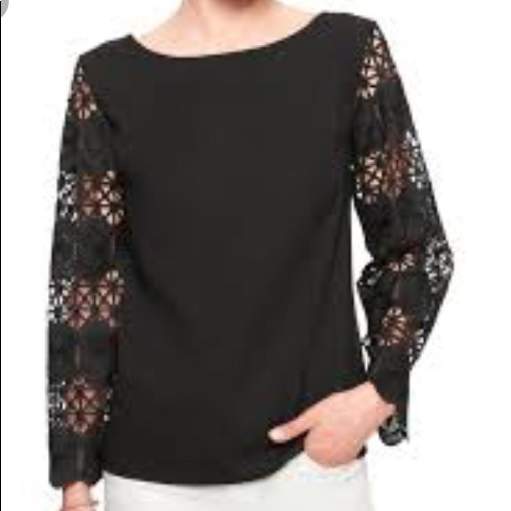 Banana Republic Black lace sleeve blouse